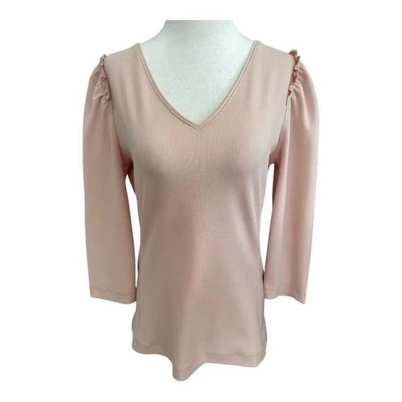 Ann Taylor Women’s Small Pink Ruffle Puff Sleeve Top - Picture 1 of 8